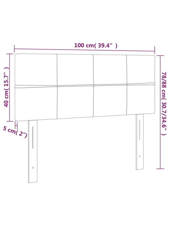 Voodiraam peats, tumehall, 100x5x78/88 cm, samet