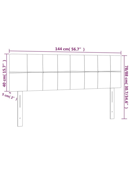 Voodipeatsid 2 tk, helehall, 72x5x78/88 cm, kangas