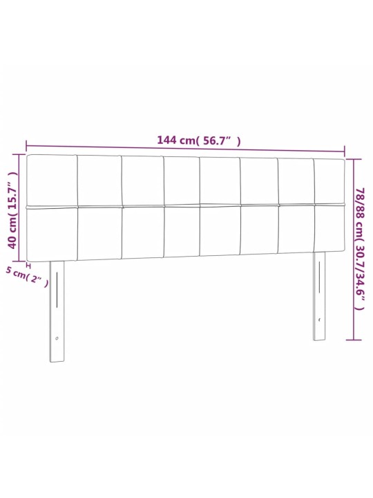 Voodipeatsid 2 tk, pruunikashall, 72x5x78/88 cm, kangas