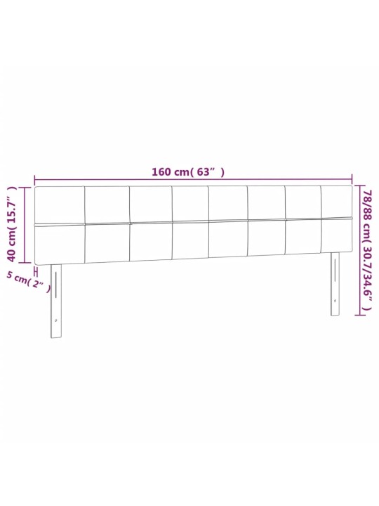 Voodipeatsid 2 tk, helehall, 80x5x78/88 cm, kangas