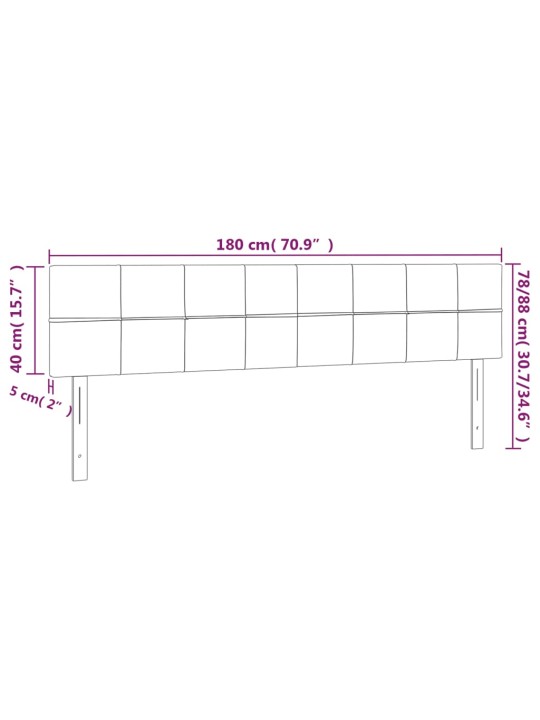 Voodipeatsid 2 tk, tumehall, 90x5x78/88 cm, samet