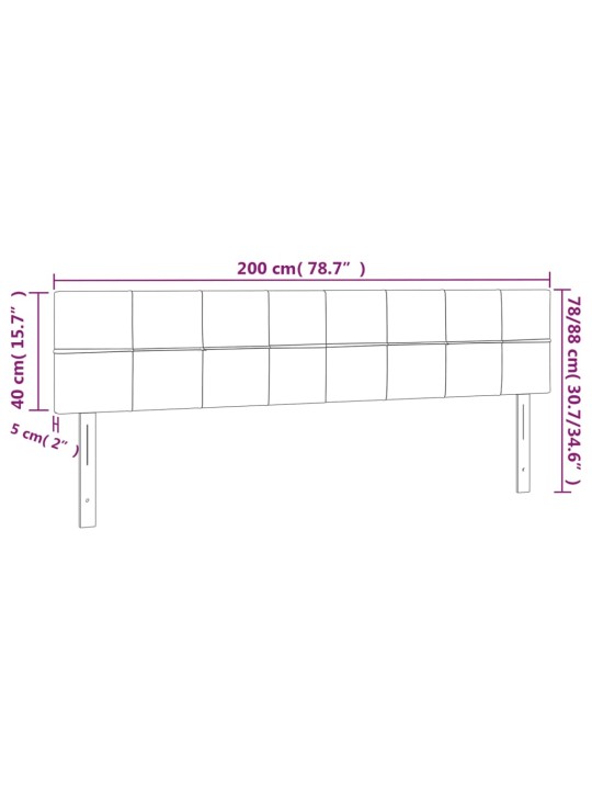 Voodipeatsid 2 tk, helehall, 100x5x78/88 cm, kangas