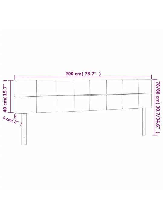 Voodipeatsid 2 tk, tumehall, 100x5x78/88 cm, kangas