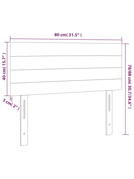 Voodiraam peats, tumeroheline, 80x5x78/88 cm, samet