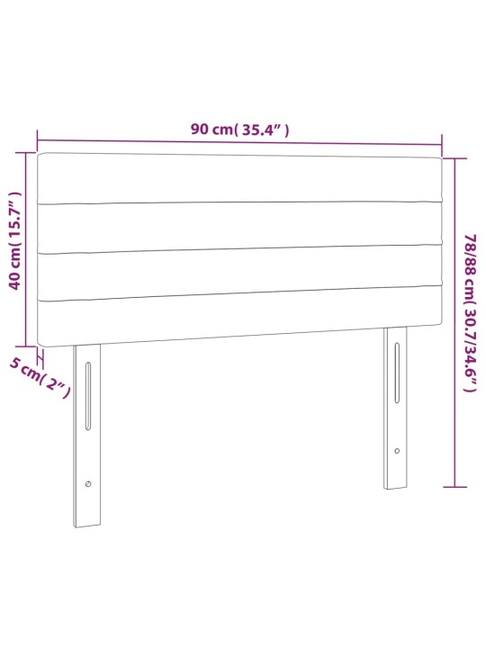 Voodipeats, helehall, 90x5x78/88 cm, samet