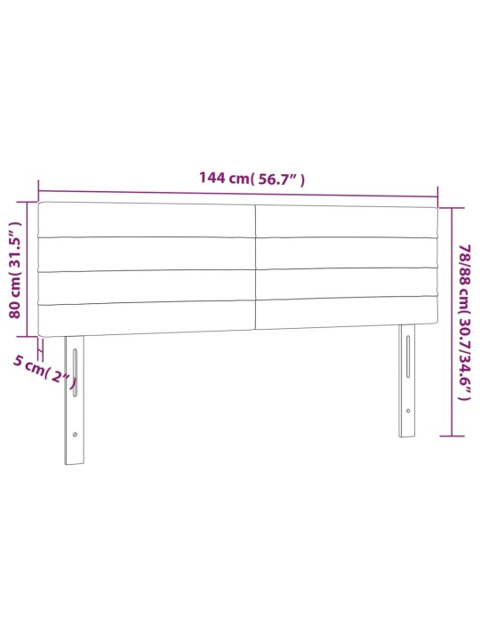 Voodipeatsid 2 tk, tumehall, 72x5x78/88 cm, samet