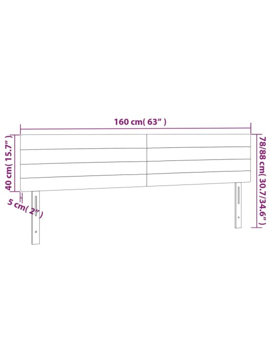 Voodipeatsid 2 tk, helehall, 80x5x78/88 cm, kangas