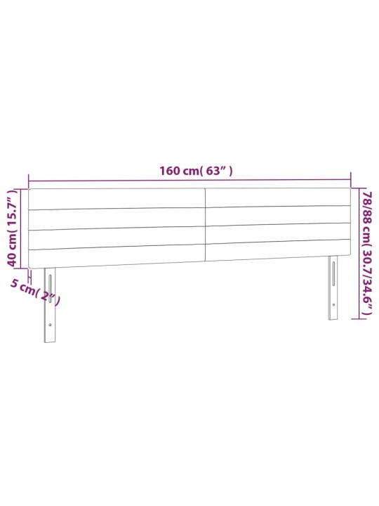 Voodipeatsid 2 tk, tumesinine, 80x5x78/88 cm, samet