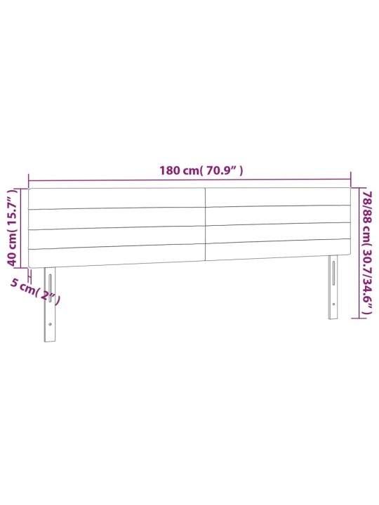 Voodipeatsid 2 tk, helehall, 90x5x78/88 cm, samet