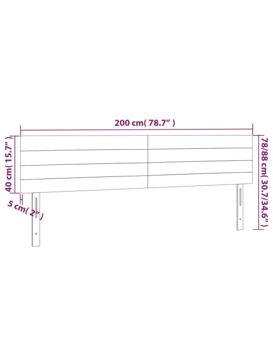 Voodipeatsid 2 tk, helehall, 100x5x78/88 cm, kangas