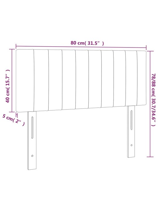 Voodiraam peats, tumehall, 80x5x78/88 cm, samet