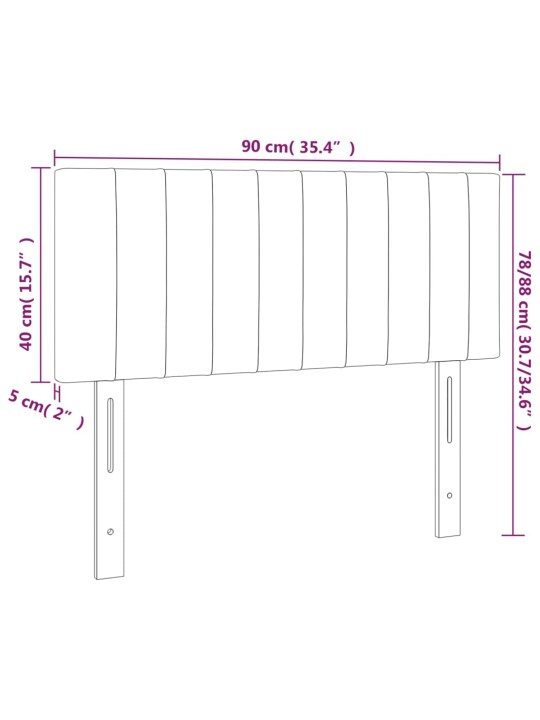 Voodiraam peats, tumeroheline, 90x5x78/88 cm, samet