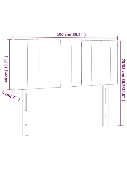 Voodiraam peats, tumehall, 100x5x78/88 cm, samet