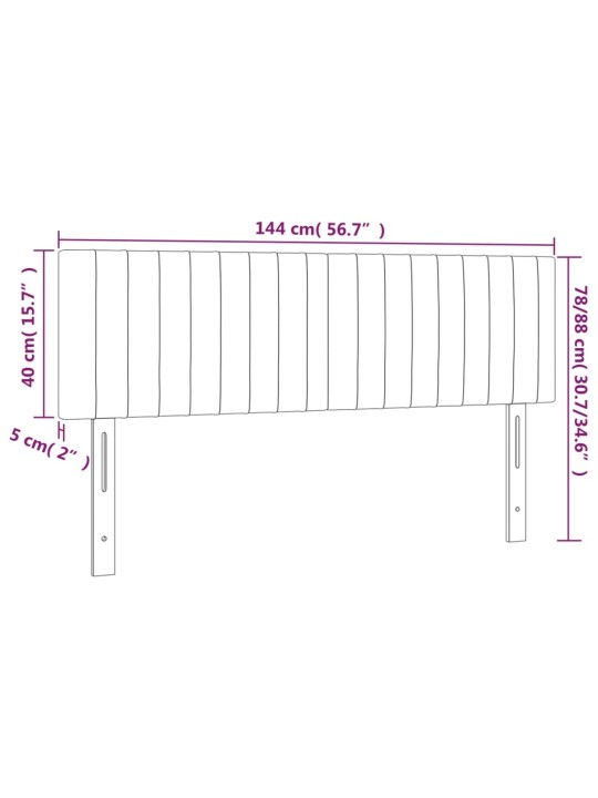 Voodipeatsid 2 tk, helehall, 72x5x78/88 cm, kangas