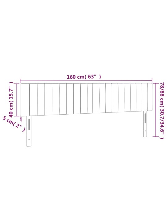 Voodipeatsid 2 tk, must, 80x5x78/88 cm, samet