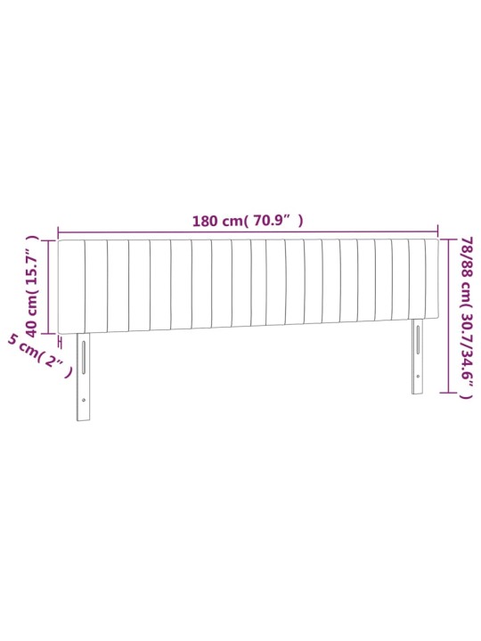 Voodipeatsid 2 tk, must, 90x5x78/88 cm, samet