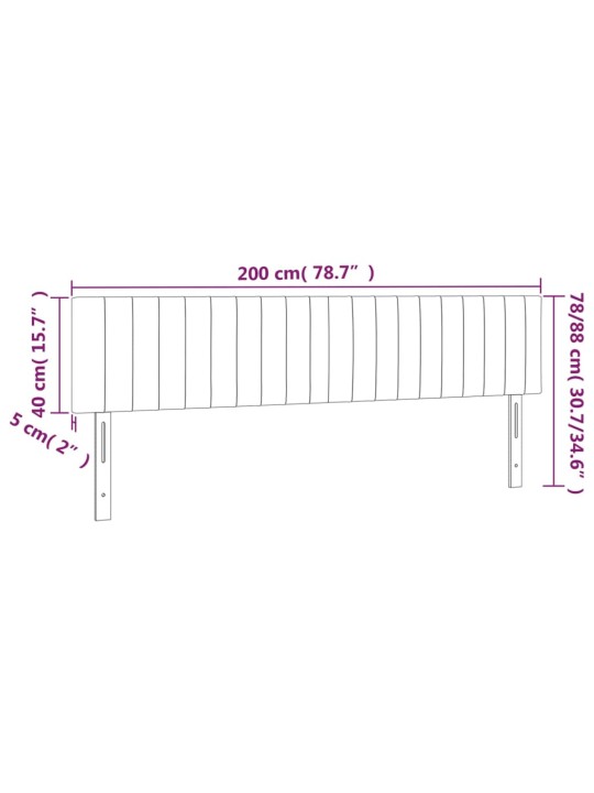 Voodipeatsid 2 tk, helehall, 100x5x78/88 cm, kangas