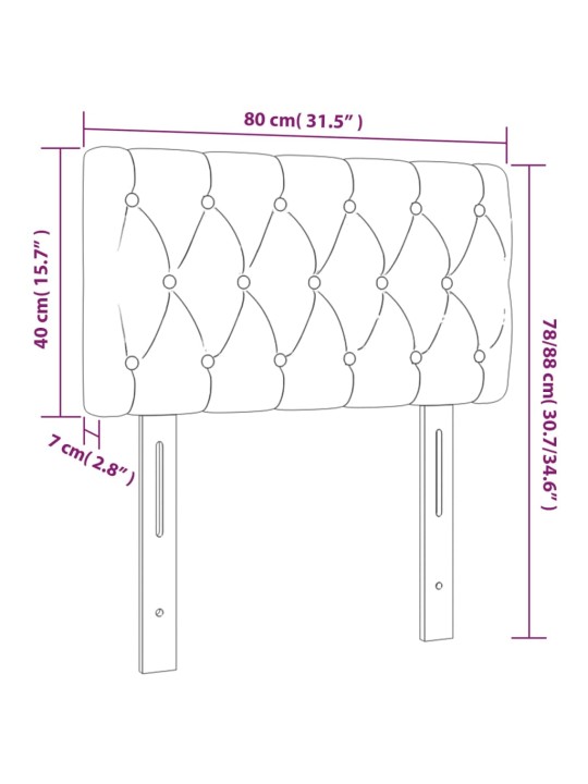 Voodipeats, tumehall, 80x7x78/88 cm, samet