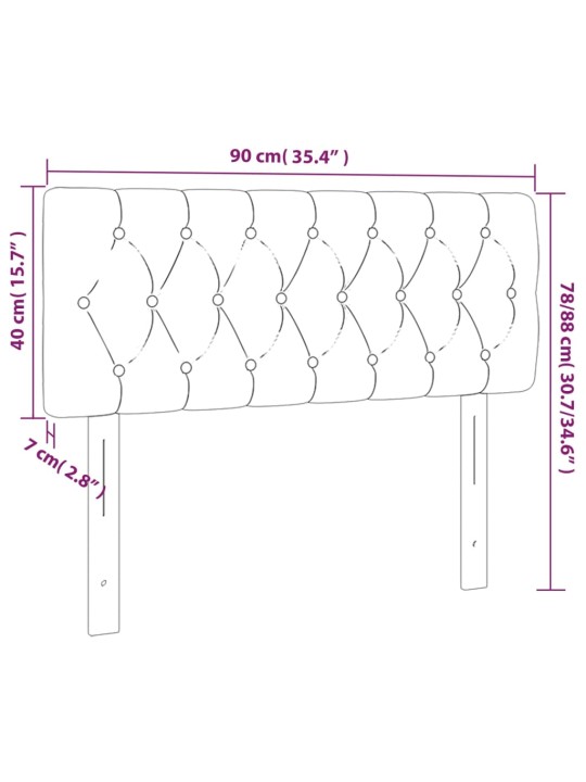 Voodipeats, must, 90x7x78/88 cm, samet