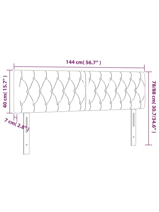 Voodipeatsid 2 tk, helehall, 72x7x78/88 cm, kangas