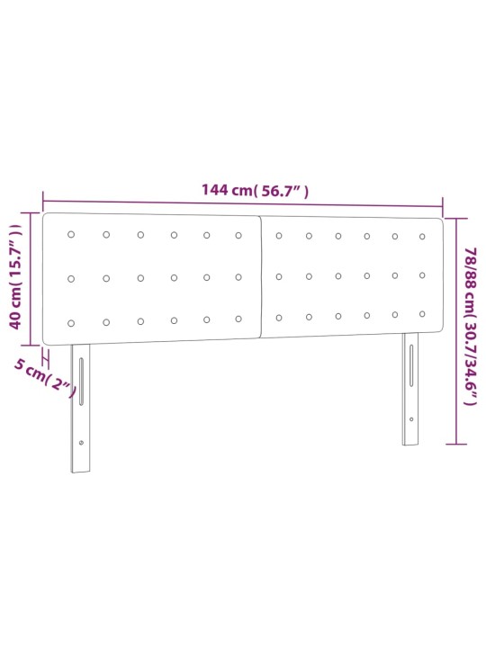 Voodipeatsid 2 tk, helehall, 72x5x78/88 cm, kangas