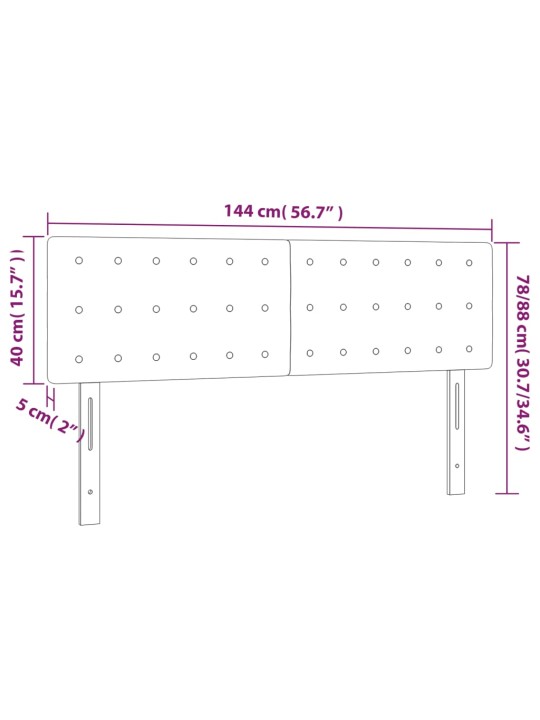 Voodipeatsid 2 tk, tumehall, 72x5x78/88 cm, kangas