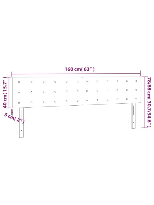 Voodipeatsid 2 tk, helehall, 80x5x78/88 cm, kangas