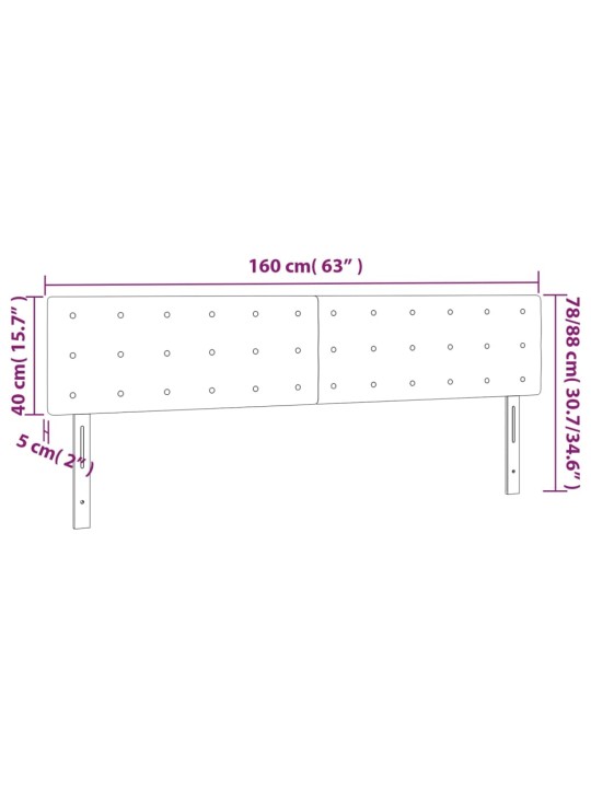 Voodipeatsid 2 tk, tumehall, 80x5x78/88 cm, samet