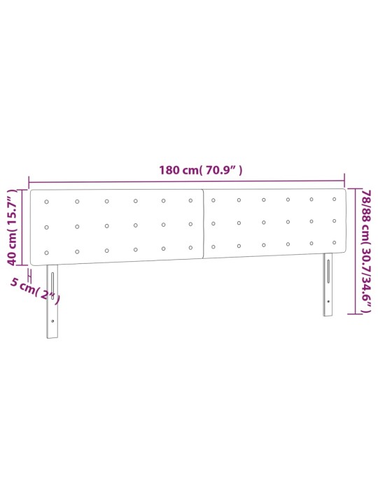 Voodipeatsid 2 tk, pruunikashall, 90x5x78/88 cm, kangas