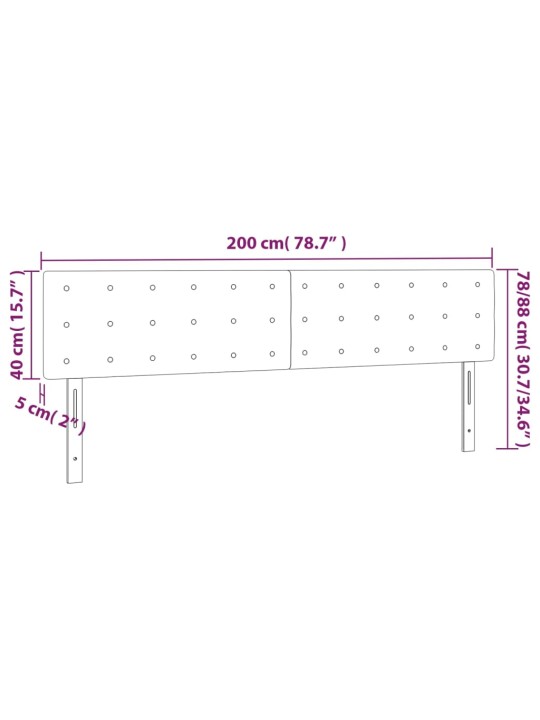 Voodipeatsid 2 tk, helehall, 100x5x78/88 cm, kangas