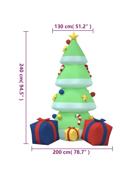 Täispuhutav jõulupuu LEDidega 240 cm