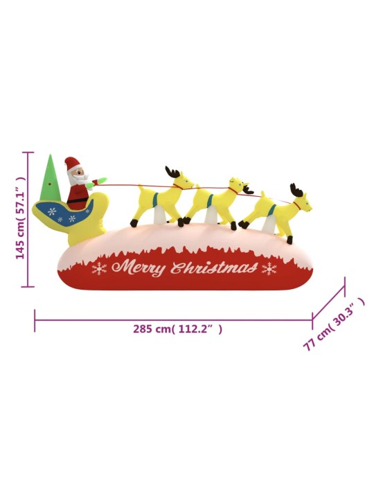 Täispumbatav jõuluvana põhjapõdraga, LED, 145 cm