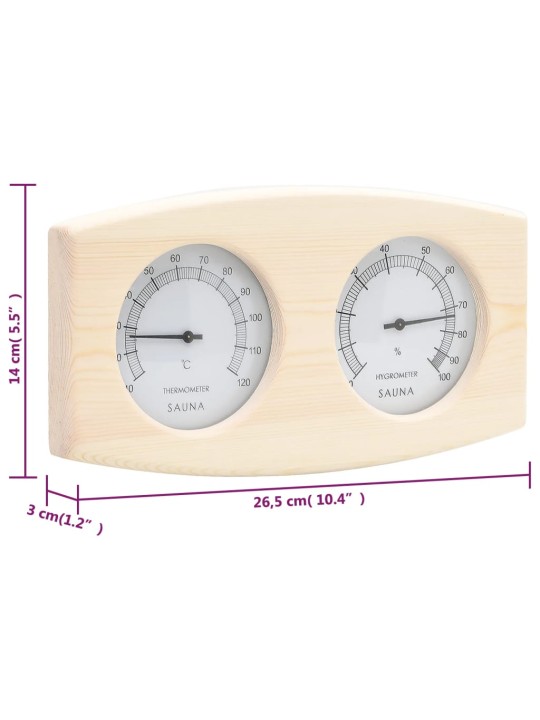 Kaks ühes sauna termo-hügromeeter ja liivakell, männipuit
