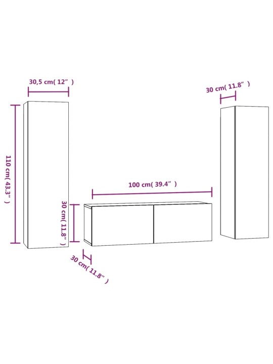 3-osaline telerikappide komplekt, hall sonoma tamm, tehispuit