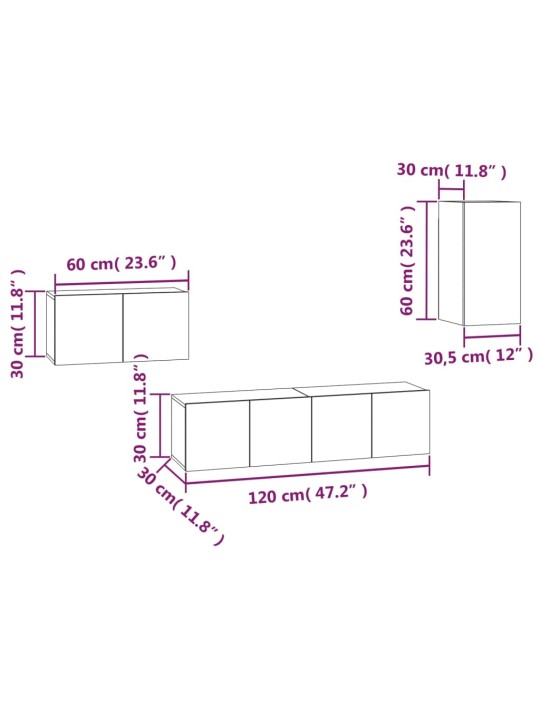 4-osaline telerikappide komplekt, hall sonoma, tehispuit