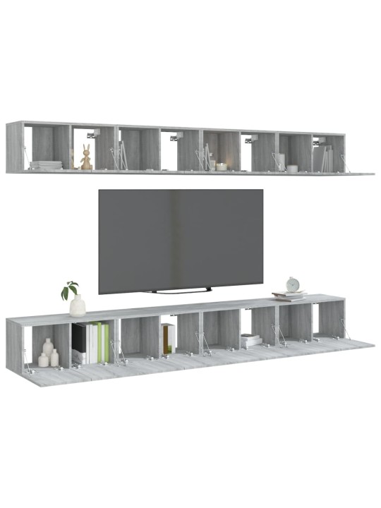 Telerikapid 8 tk, hall sonoma tamm, 60 x 30 x 30 cm, tehispuit