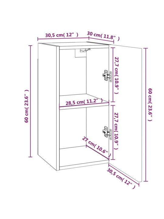 Telerikapid 7 tk, hall sonoma tamm, 30,5x30x60 cm, tehispuit