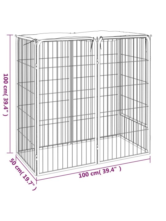 Koera mänguaedik 6 paneeli must 50x100 cm, pulbervärvitud teras