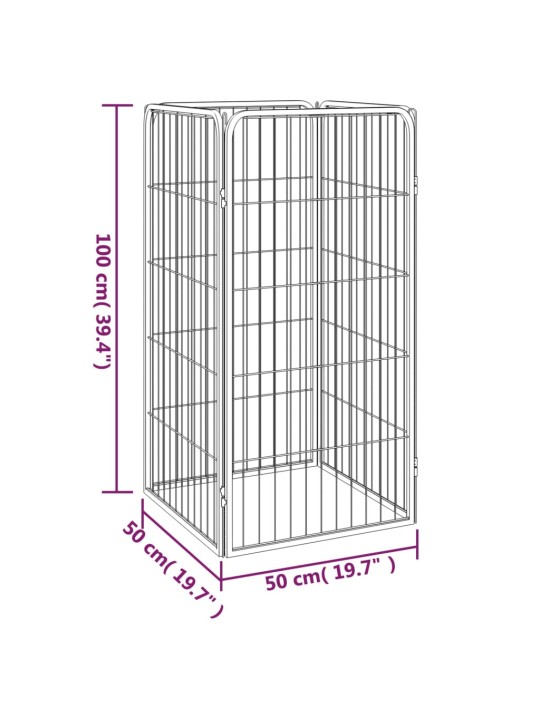 Koera mänguaedik 4 paneeli must 50x100 cm, pulbervärvitud teras