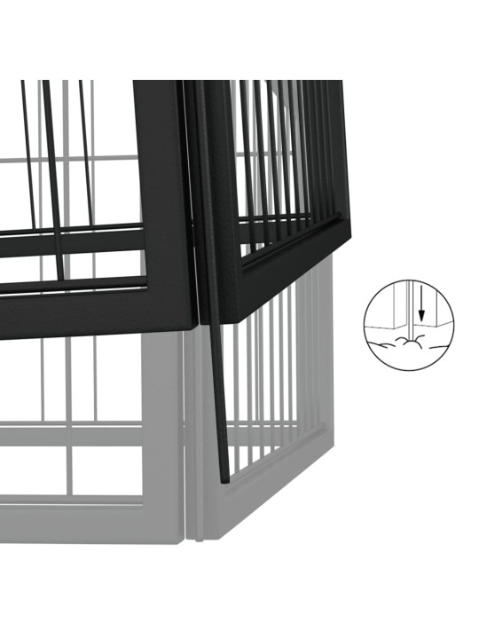 Koera mänguaedik 4 paneeli must 100x50 cm pulbervärvitud teras