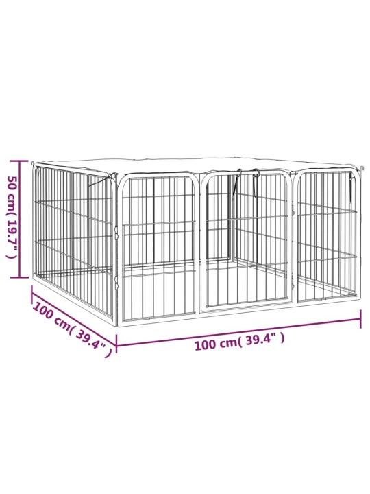 Koera mänguaedik 4 paneeli must 100x50 cm pulbervärvitud teras