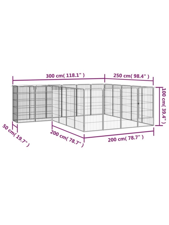 22 paneeliga koera mänguaed must 50x100 cm pulbervärvitud teras