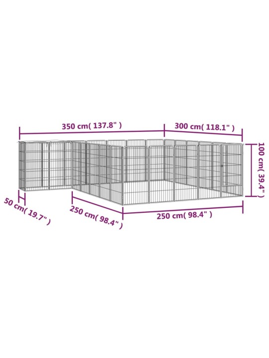 26 paneeliga koera mänguaed must 50x100 cm pulbervärvitud teras