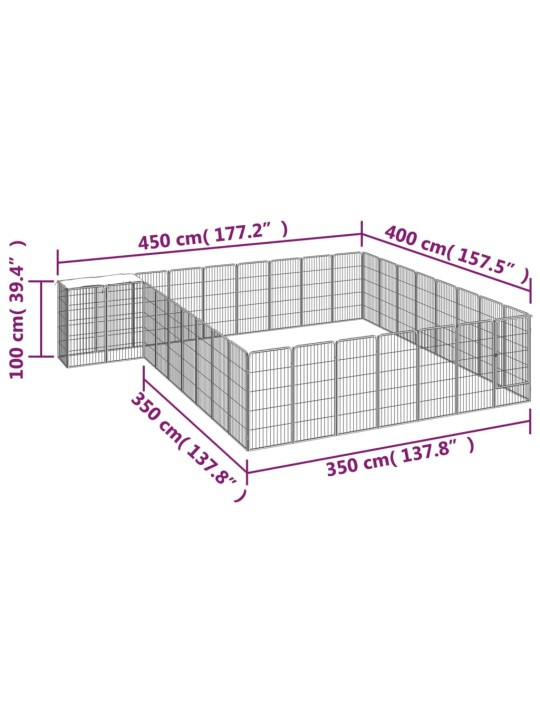 34 paneeliga koera mänguaed must 50x100 cm pulbervärvitud teras