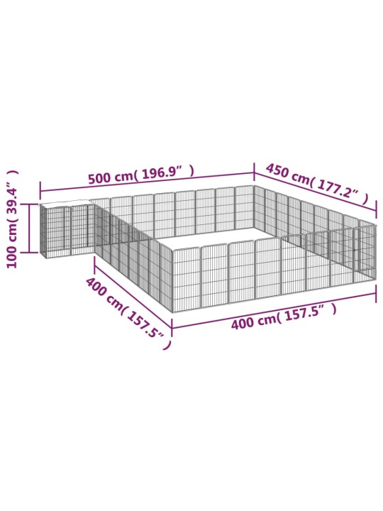 38 paneeliga koera mänguaed must 50x100 cm pulbervärvitud teras