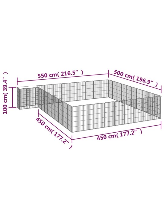 42 paneeliga koera mänguaed must 50x100 cm pulbervärvitud teras