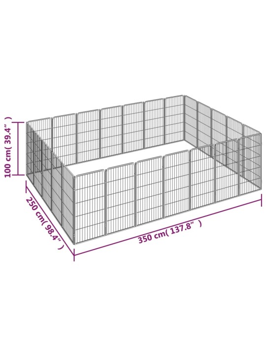 24 paneeliga koera mänguaed must 50x100 cm pulbervärvitud teras