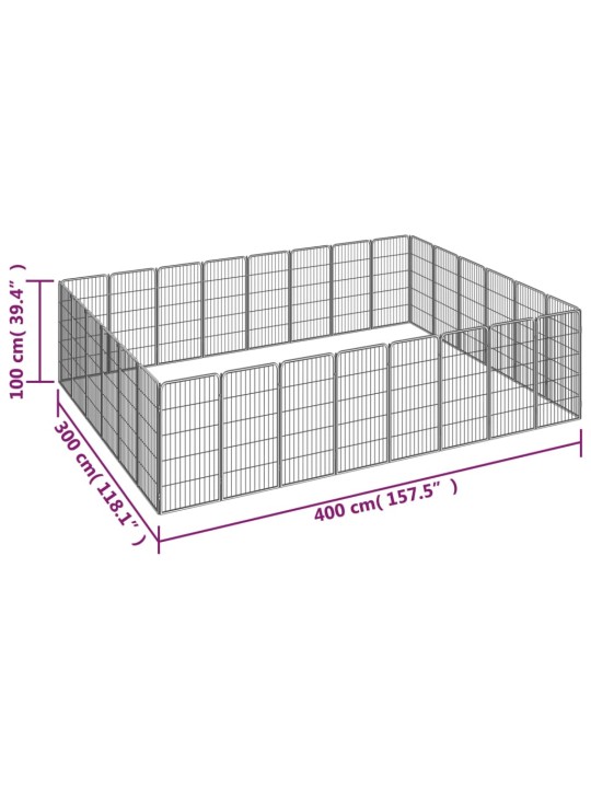 28 paneeliga koera mänguaed must 50x100 cm pulbervärvitud teras