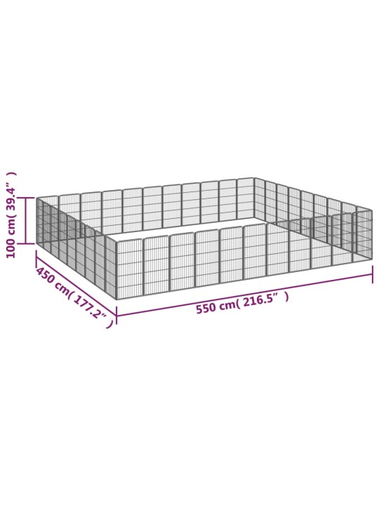 40 paneeliga koera mänguaed must 50x100 cm pulbervärvitud teras