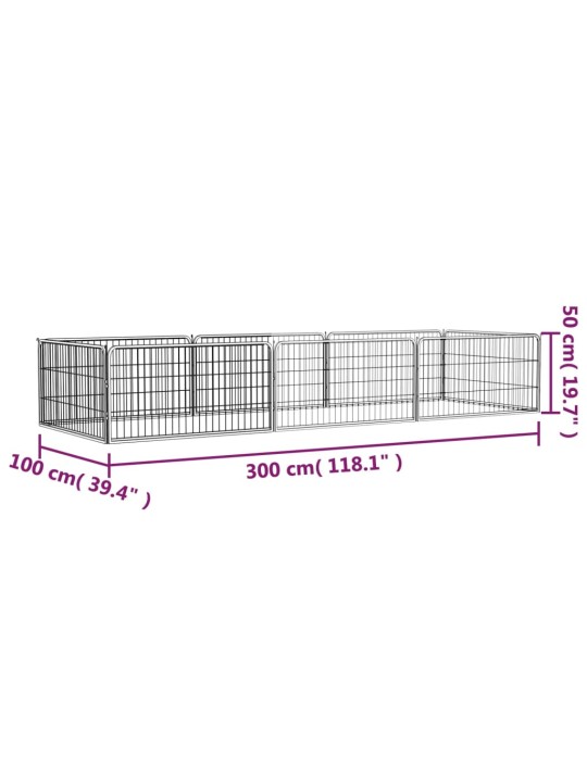 8 paneeliga koera mänguaed must 100x50 cm pulbervärvitud teras